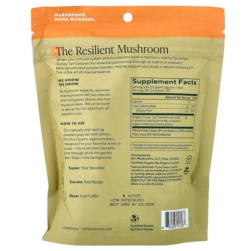 Om Mushrooms, грибной порошок, трутовик разноцветный, 200 г (7,05 унции)