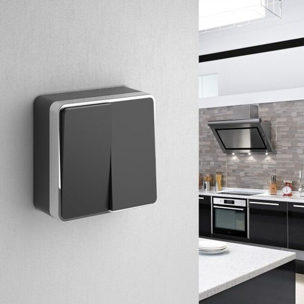 Выключатель двухклавишный Gallant (черный/хром)