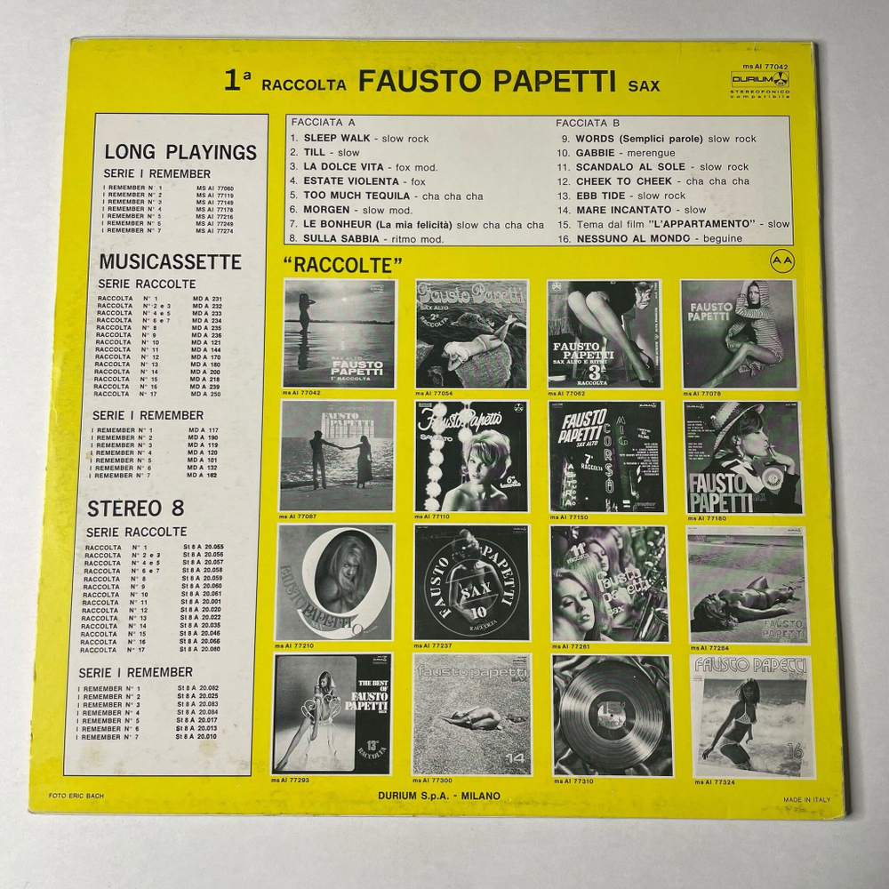 Винтажная виниловая пластинка LP Фаусто Папетти Fausto Papetti 1a Raccolta (Italy 1973)