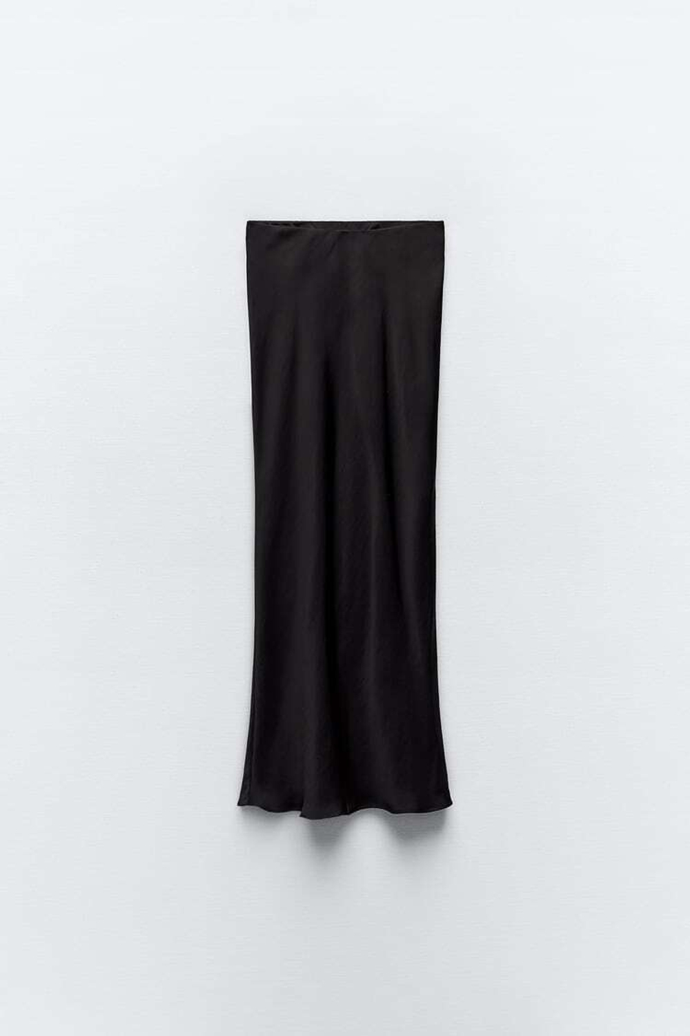 ZARA АТЛАСНАЯ ЮБКА МИДИ, ЧЕРНЫЙ