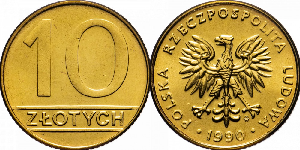 Польша 10 злотых, 1989-1990 Герб XF