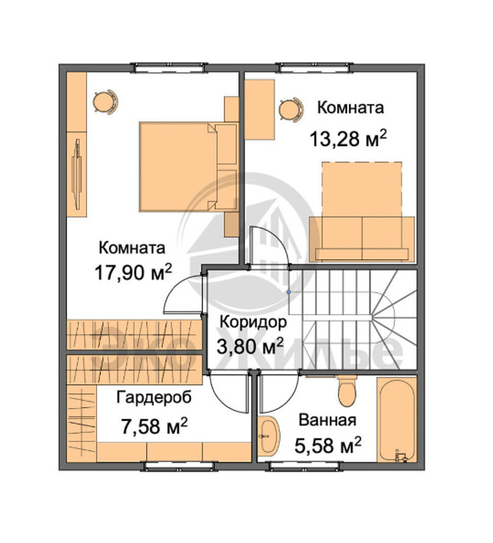 Проект Дом Солнечный Д100 м2 2х этажный Д-22