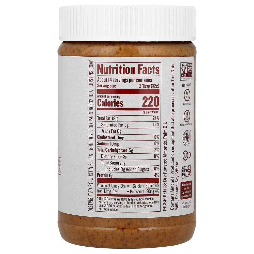 Justin's Nut Butter, Классическое миндальное масло, 454 г (16 унций)