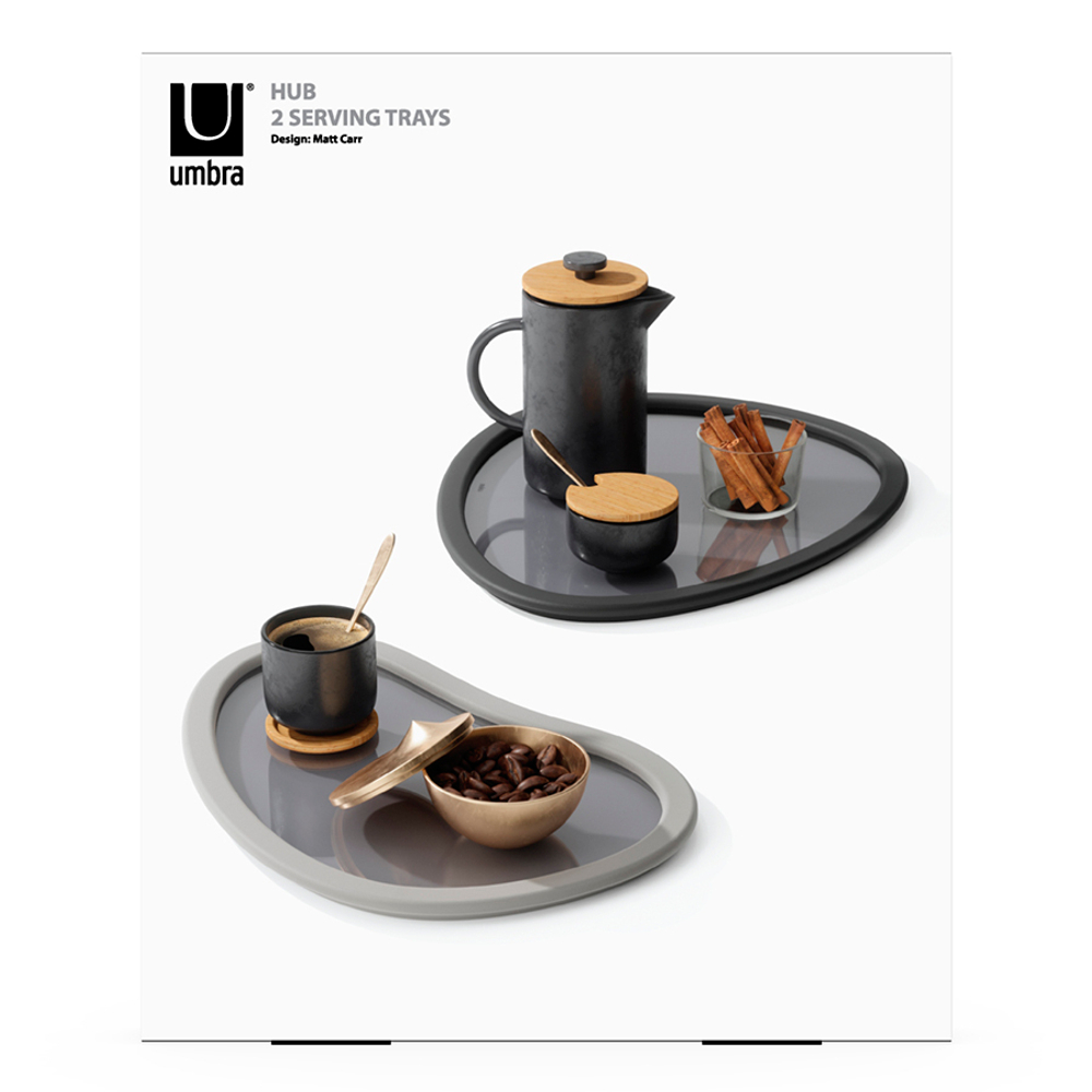 Набор из 2-х подносов hub, черный/серый