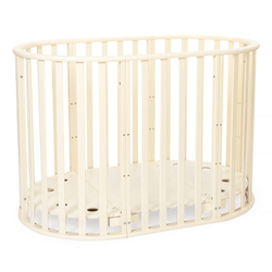 Кроватка-трансформер овальная Vikalex Лоди маятник на колёсах белый