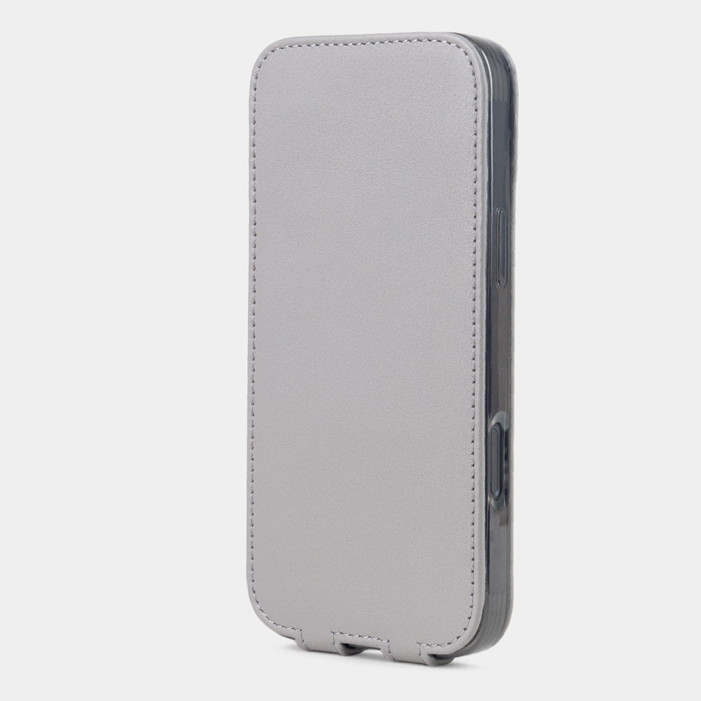 Кожаный чехол для iPhone 16 Pro, теленок серого цвета
