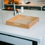 Столик-поднос деревянный 48х48 см Флоутард, декоративный поднос для кухни, столик для завтрака из массива сосны, разборный, в натуральной отделке