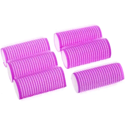 Бигуди-липучки с поролоном для сна мягкие 6шт «Безупречные Локоны», цвет фуксия, 6*2,5см