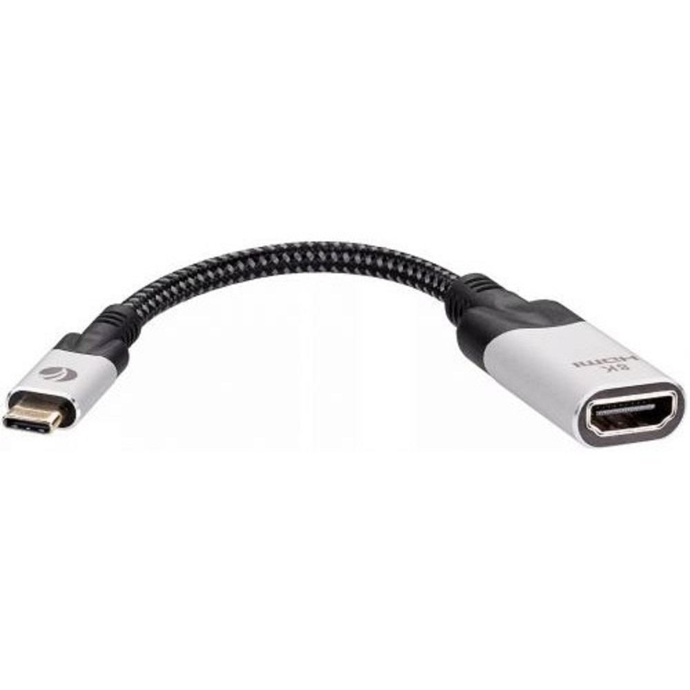 Видеокабели и переходники Vcom Адаптер USB 3.1 Type-Cm --&gt; HDMI A(f) 8K@60Hz, 0.15m ,Alum ,VCOM