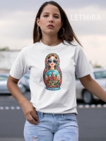 Футболка с принтом Матрёшка