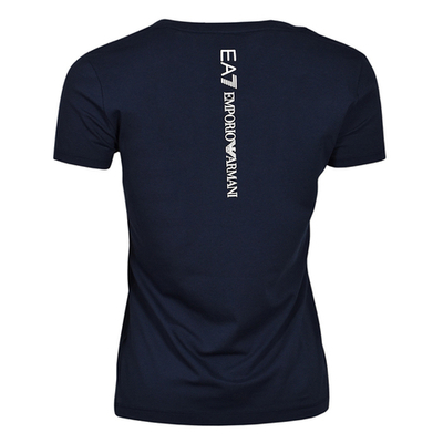 Женская футболка теннисная EA7 Woman Jersey T-Shirt - navy blue