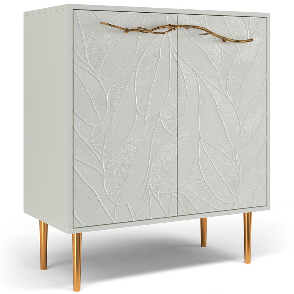 Комод Арт Колор leaves Стайл Голд с 2 полками Белый опал