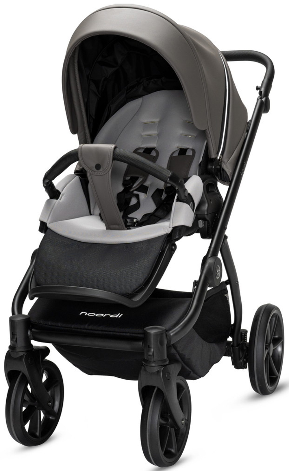 Детская коляска Noordi Fjordi Leather V2 3 в 1 с автокреслом Terra Black 1462803 Stone Grey