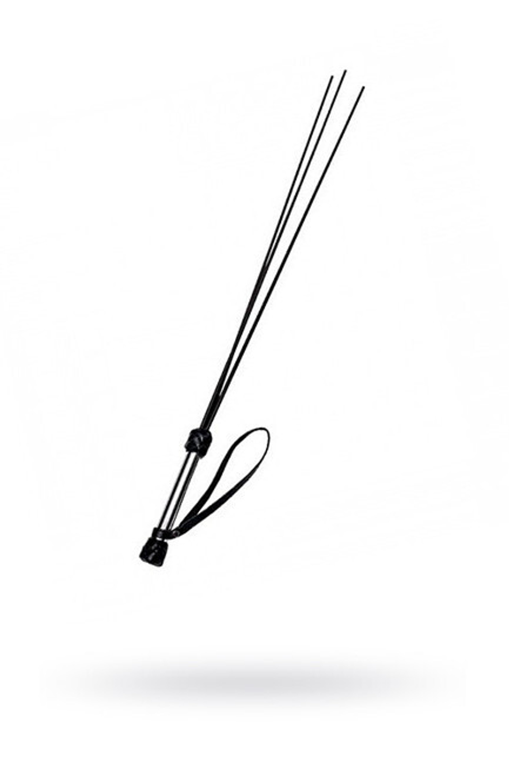 Стек розги с хромированной ручкой и 3 полимерными хлыстами (черный) (Цвет: черный с серебряным)