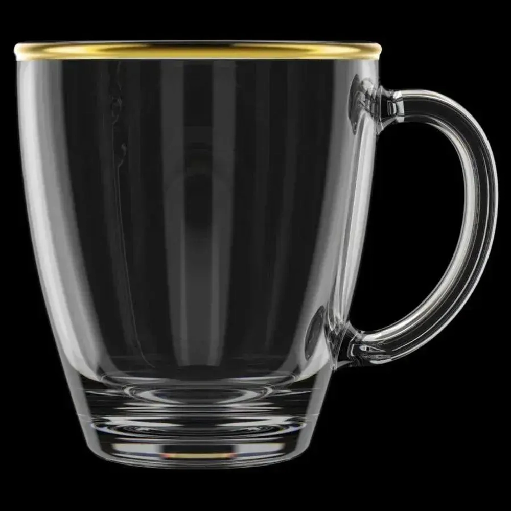Кружка для чая 350мл. арт.2025 -З (отводка края золотом)