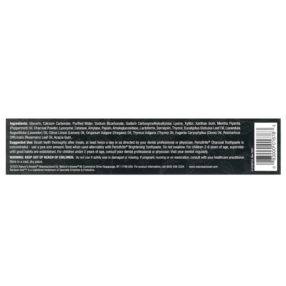 Nature's Answer, PerioBrite, зубная паста с древесным углем, перечная мята, 113,4 г (4 унции)