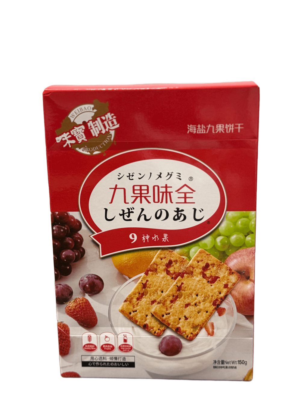 Хлебцы Вэйбао "9 фруктов" ароматные (со вкусом морской соли ), 150 гр