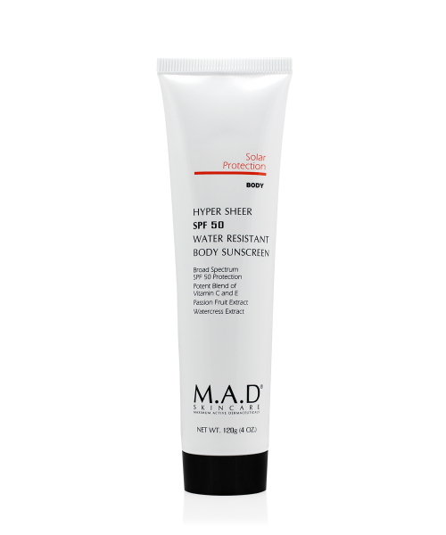 M.A.D. HYPER SHEER SPF50 WATER RESISTANT BODY SUNSCREEN SPF50 Лосьон для тела водоотталкивающий защитный SPF50