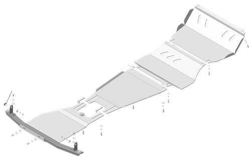Защита картера Двигателя, КПП, Радиатора, Переднего дифференциала, Разд.коробки, 5 мм, Алюминий для Mitsubishi L 200 2019-н.в., Mitsubishi L 200 2015-2018 MOTODOR.31323