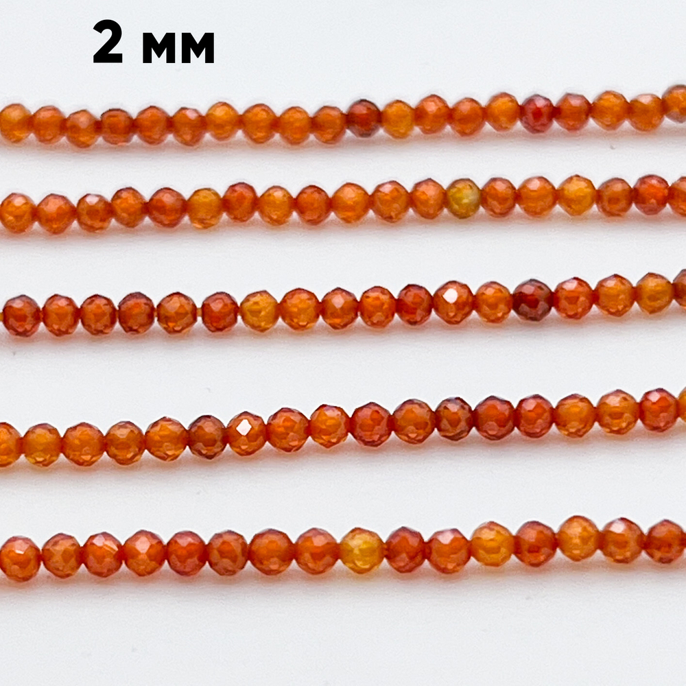 Фианит (кубический цирконий), цвет огненно-красный, размер 2 мм, цена за нить около 195 шт (38 см)