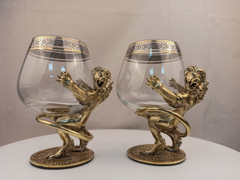 Набор из 2-х бокалов для коньяка "Два льва" (подарочный футляр)