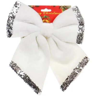 Бант на ёлку «Блеск» 20*25 см, микс (белый/молочный)