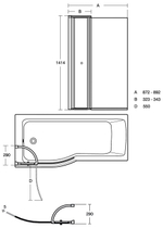 Шторка на борт ванны 89х142 см Ideal Standard Connect Air E1137EO