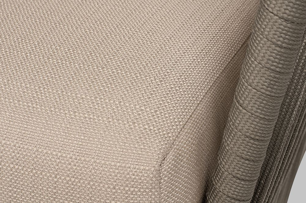 "Форли" диван 2-местный плетеный из роупа, каркас алюминий светло-серый (RAL7035) муар, роуп серо-коричневый 23мм, ткань Mossle бежевая