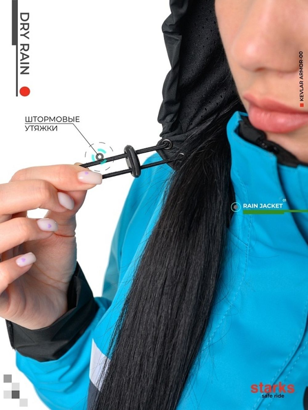 Dry Rain Дождевая куртка / Женская / Черно-синяя