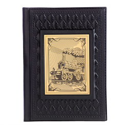 Обложка для паспорта «Железнодорожнику-4» с накладкой покрытой золотом 999 пробы