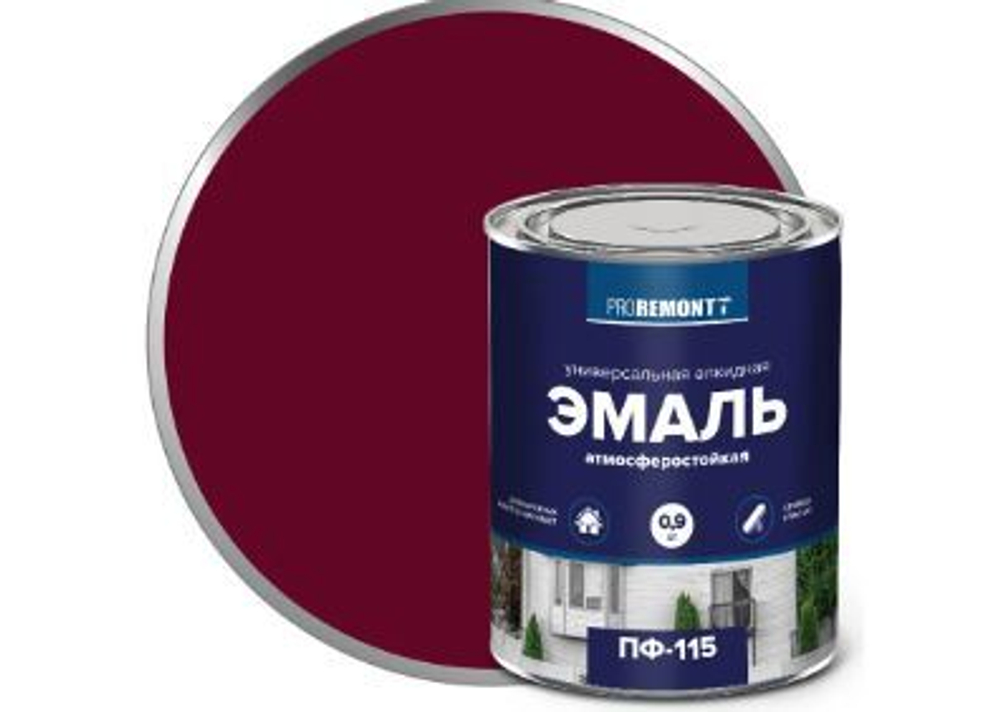 Эмаль ПФ-115 PROREMONTT винно-красный 0,9 кг