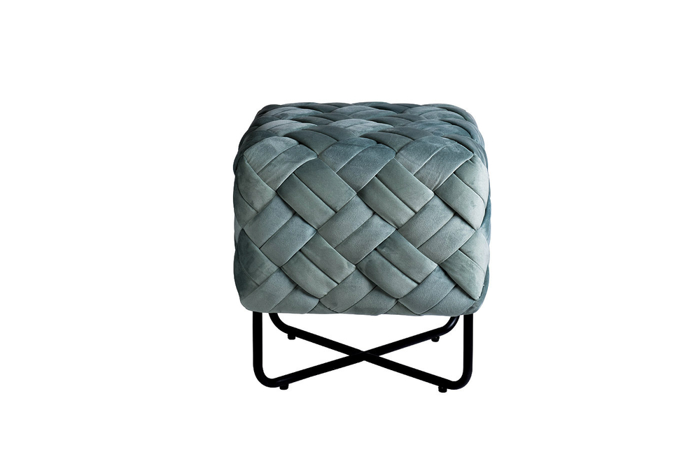 Пуф из плетеного велюра 44x43x43см Garda Decor мятный на металлических опорах
