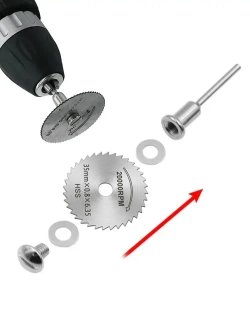 Насадки для гравера, диск пильный отрезной на шуруповерт, дрель, по металлу, дереву, пластика, набор 6 шт + хвостовик