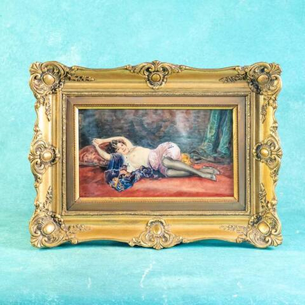 Винтажная Картина «Лежащая обнаженная дама»
