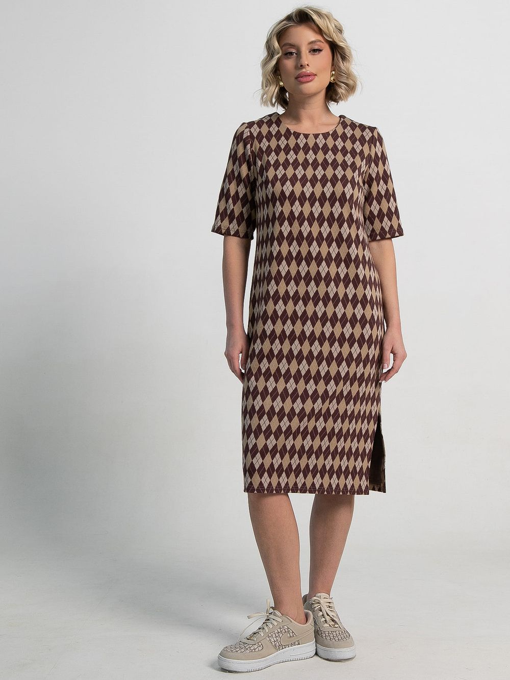 Платье трикотажное Лорейн (бежево-коричневое) П15189-25М LT Collection