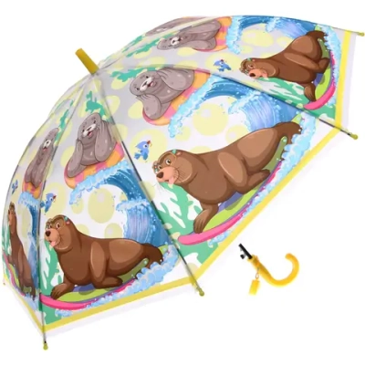 Зонт детский полуавтомат «Тюленчик», 8 спиц, d-80см, длина в слож. виде 65см