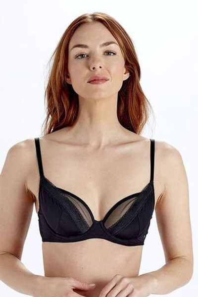 Элегантный тончайший бюстгальтер с чашками на косточках (Размер: 34FF) (Цвет: черный)