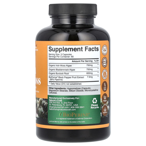 Nature's Craft, ирландский морской мох, 180 капсул