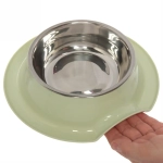 Миска металлическая «Колор-Примула» 250мл 21,5*5,5см на пластиковой подставке, цвет зеленый