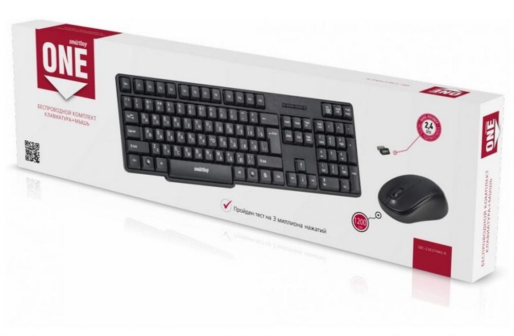 Беспроводной комплект клавиатура+мышь Smartbuy ONE черный (SBC-236374AG-K
