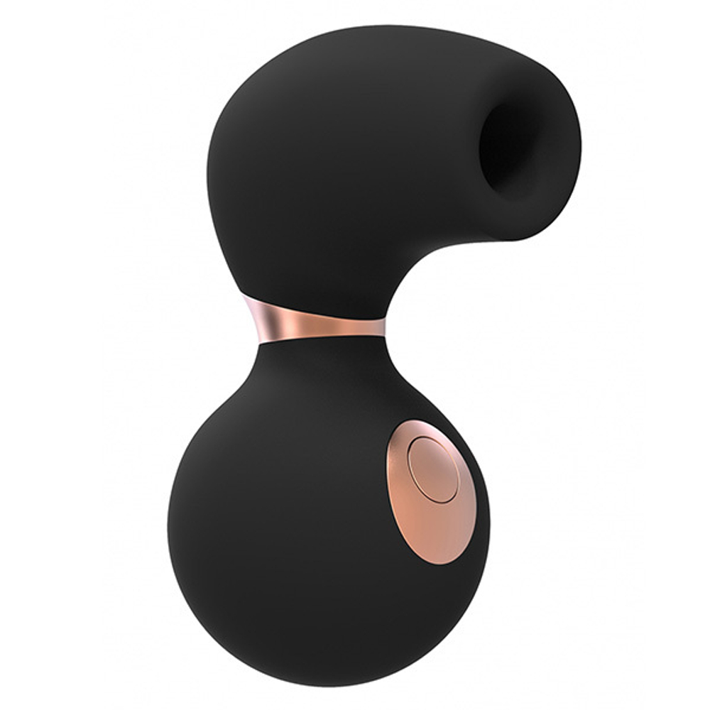 Черный вакуум-волновой клиторальный стимулятор с вибрацией Irresistible Invincible Black IRR003BLK