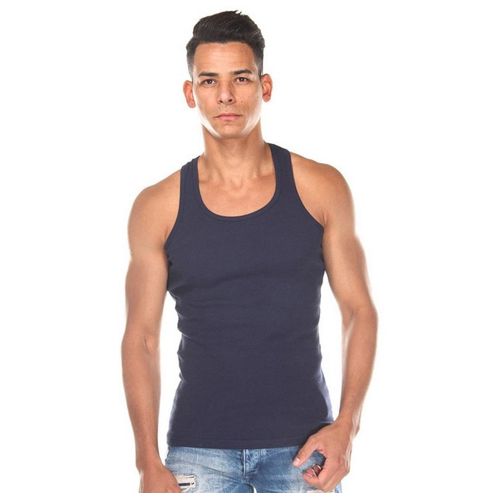 Темно-синяя мужская майка из хлопкового полотна (Размер: M) (Цвет: темно-синий)