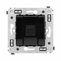 Компьютерная розетка RJ-45 без шторки в стену, кат.6 одинарная, "Avanti", "Черный квадрат"