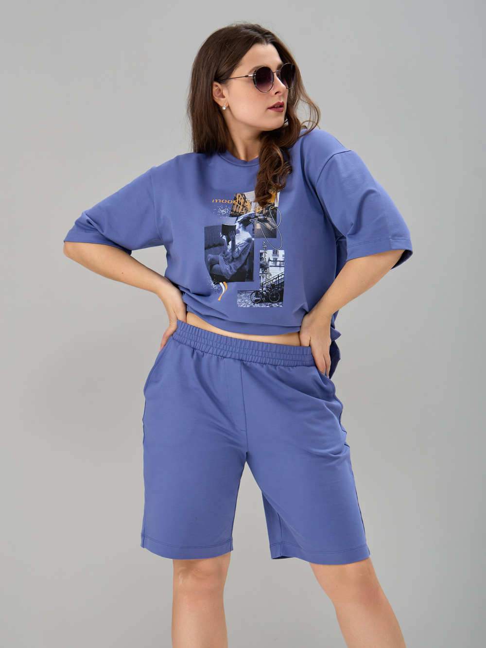 Костюм с шортами КНф-101П/сиреневый