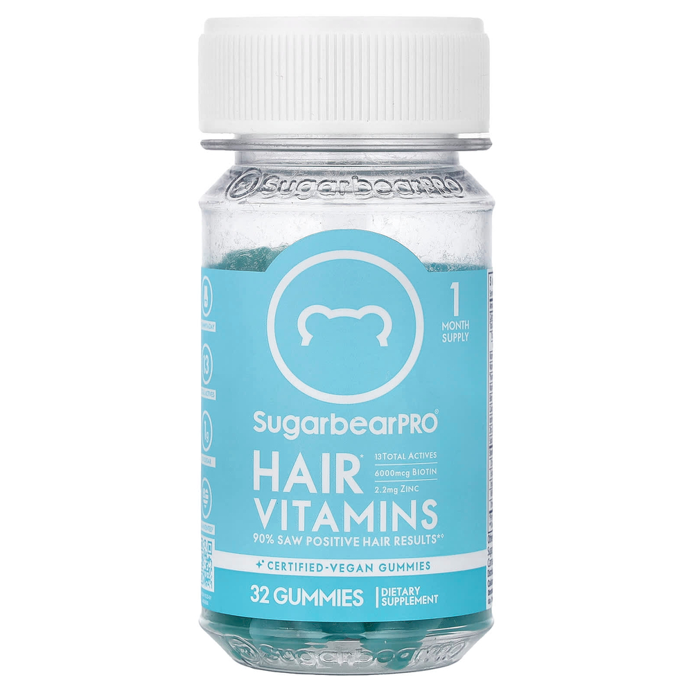SugarbearPro, жевательные витамины для волос, 32 жевательные конфеты
