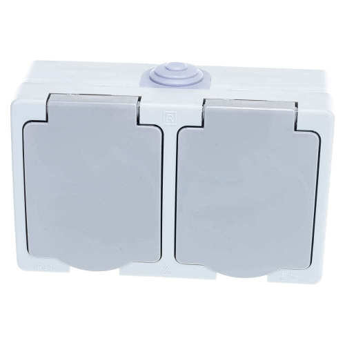 Розетка 2 ОП с/з с крышкой  IP54 АЛЛЕГРО Universal