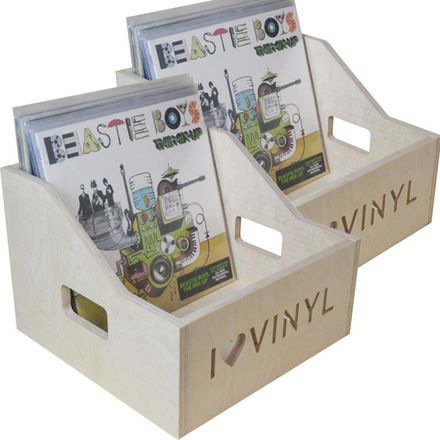Ящики (2 шт.) для хранения до 100 х 2 виниловых пластинок I.LOVE.VINYL, бежевый, без покраски (2ILVBOX100)