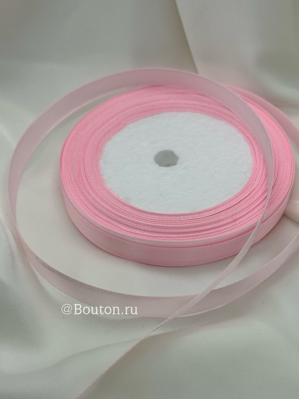 Атласная лента розовая 1 см