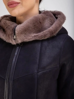 Дубленка натуральная короткая с капюшоном Турция