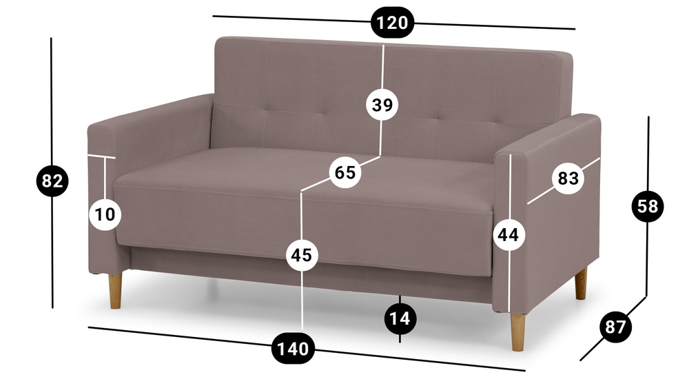 Диван Топ Лайт Velutto 37 140*87*82 см, светло-розовый Велютто Выкатной Фиеста